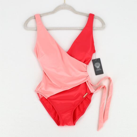 Vince Camuto Women Watermelon Colorblocked Side-Tie One-Piece Swimsuit Size US 6 - Picture 3 of 5